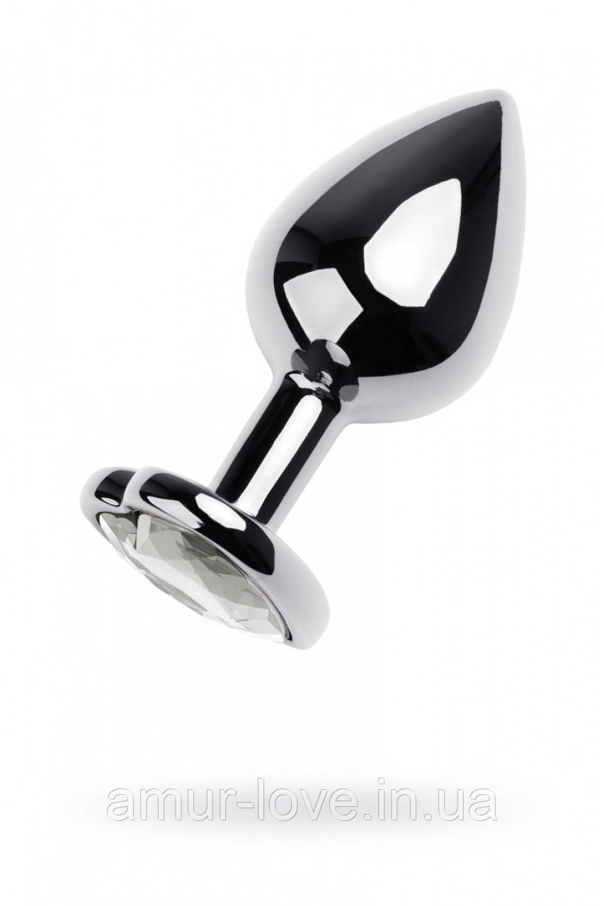 Анальна пробка Silver anal plug TOYFA Metal with white heart-shaped gem