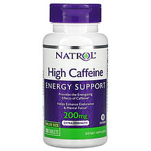 Кофеїн Natrol "High Caffeine Energy Support" для енергії та витривалості, 200 мг (100 таблеток)