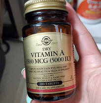 Вітамін А Солгар Solgar Vitamin A 1500 mcg (5000 IU) 100 таб, фото 3