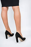 Туфлі човника Nivelle чорні жіночі на стійкому підборі з натуральної замші 10 см модні, фото 5