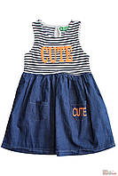 Платье на короткий рукав джинсовое для маленькой девочки (92 см.) Cichlid