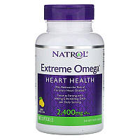 Омега-3, Natrol "Extreme Omega" рыбий жир с витамином Е, вкус лимона, 2400 мг (60 гелевых капсул)