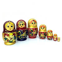 Статуетка матрьошка дерев'яна розписна Квіти 5 шт.