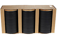 Набор (3шт) керамических банок 800мл с бамбуковыми крышками с объемным рисунком Линии, цвет - белый черный