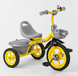 Дитячий Велосипед триколісний Жовтий Best Trike BS-9603 гумові колеса, 2 кошики, дзвіночок