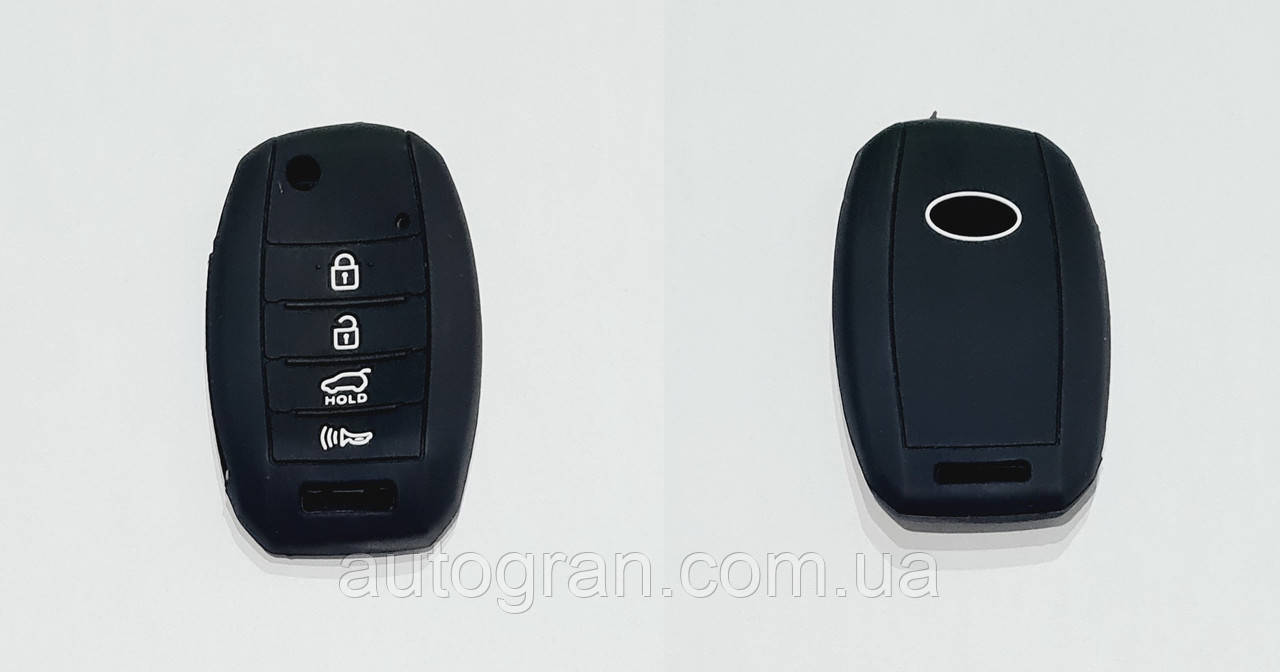 Силіконовий чохол на викидний ключ Kia 4 кнопки новий тип чорний