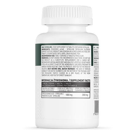 Спіруліна OstroVit Spiruline 1000 мг 90 таб Польща, фото 2