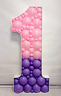 Продажа "Цифра 1" Каркас с шарами (аэромозайка) 1,5 метра (цвета шаров разные)
