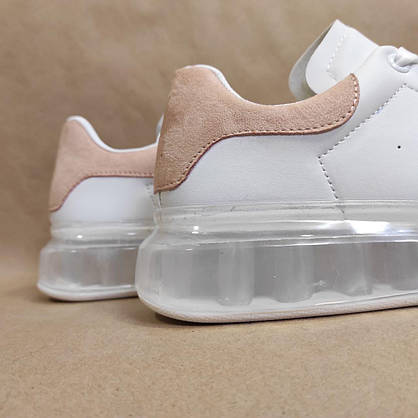 Кросівки McQueen білі з рожевим прозора підошва екокожа White/Pink 2021 кріпери, фото 5