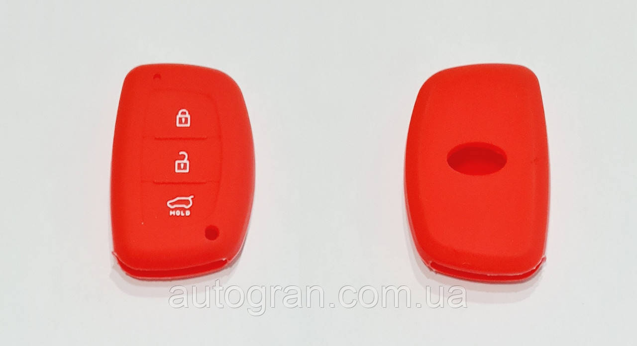 Силіконовий чохол на смарт-ключ Kia Hyundai 3 кнопки червоний
