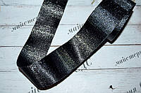 Стрічка Сатинова з люрексом, 38мм, колір-чорний зі сріблом