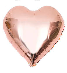 Повітряна куля "Серце" Ø - 25 см., колір - рожеве золото