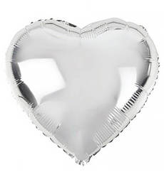 Повітряні кулі "Heart" Ø - 45 див., якісний матеріал, колір - срібло