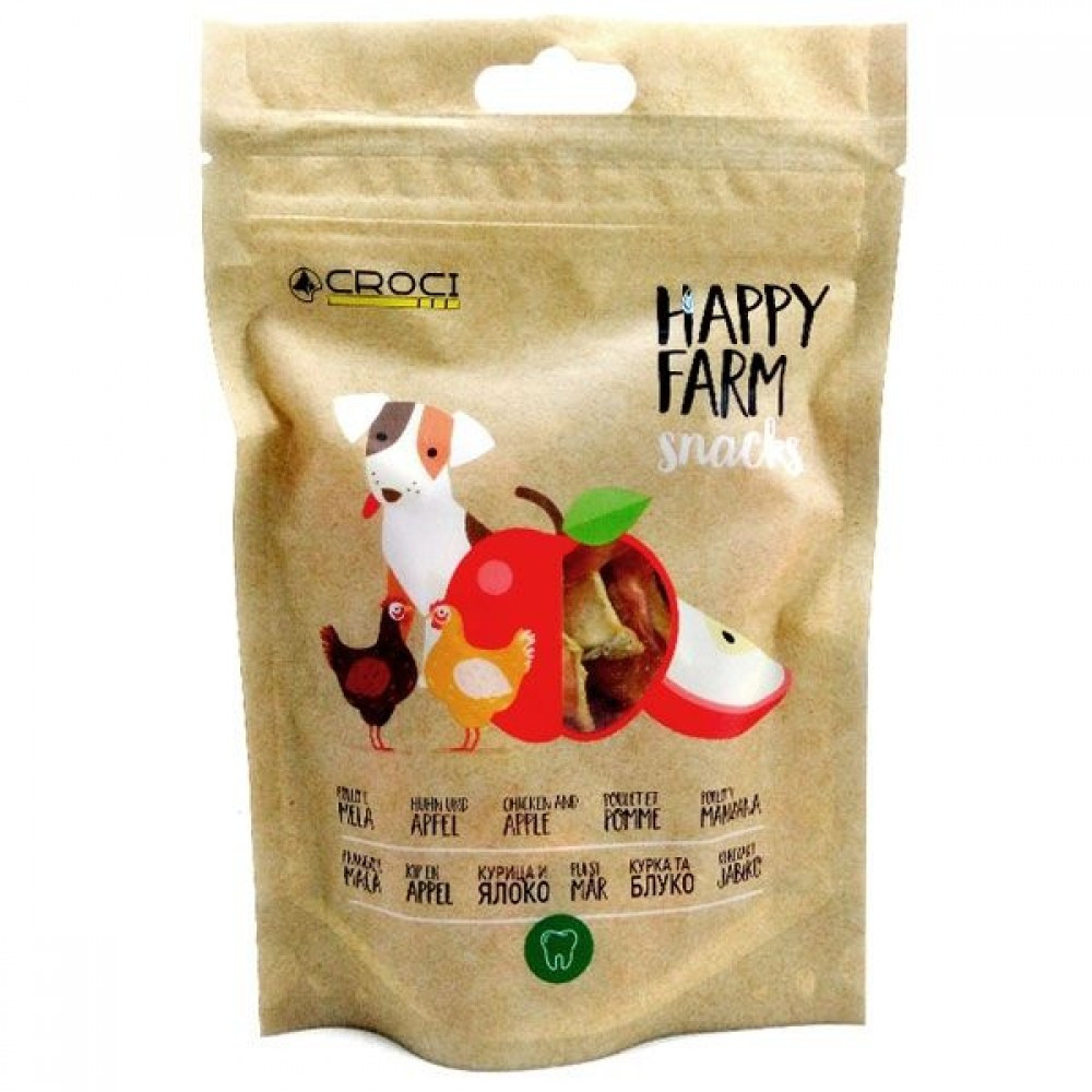 Ласощі для собак снеки курка з яблуком Croci Happy Fafm Snacks 80 г