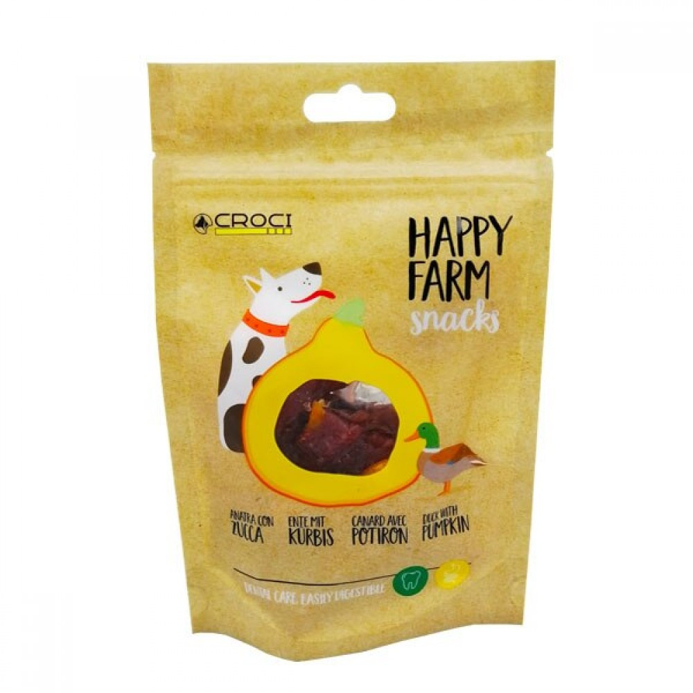 Ласощі для собак снеки гарбуз з качкою Croci Happy Fafm Snacks 80 г