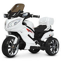 Детский электромобиль Мотоцикл M 4204 EBLR-1, Suzuki, кожа, EVA колеса, с пультом управления, белый