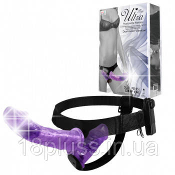 Страпон Ultra Passionate Harness Dual Vibration Purple, фото 1