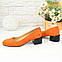 Туфлі жіночі замшеві на невисокому підборі. Колір оранжевий, фото 3