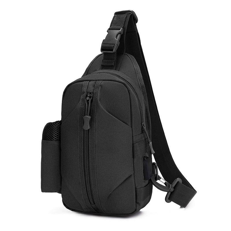 Тактична чорна сумка-борсетка на одній лямці з USB. T-Bag 446