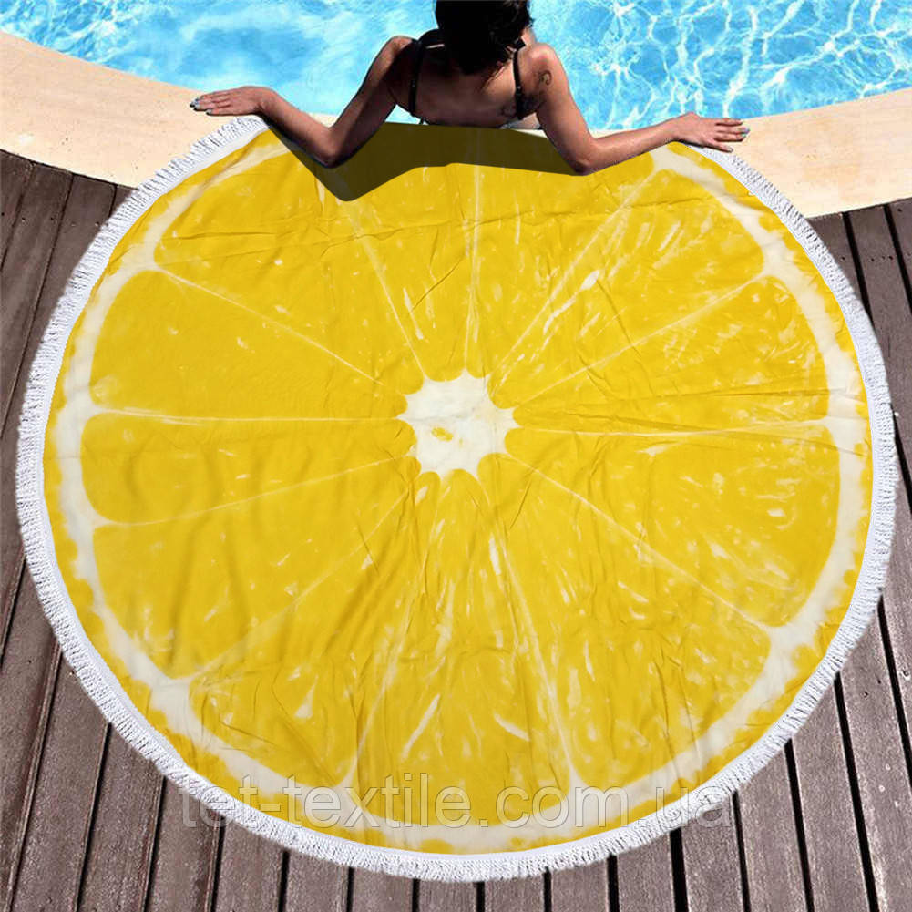 Кругле пляжний рушник Лимон (150 см.)