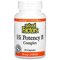 Комплекс витаминов группы В Natural Factors Hi Potency B Complex высокоусвояемый, 50 мг (90 капсул)