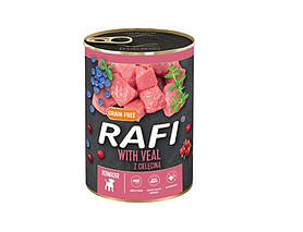 Консервований корм для собак Dolina Noteci Rafi junior паштет з телятиною, лохиною, журавлиною 400г