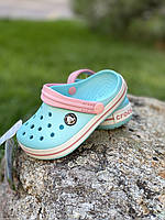 Крокси crocs дитячі сабо Crocband Kids Ice Blue/White оригінал бірюзові на дівчинку дитина-кроксі