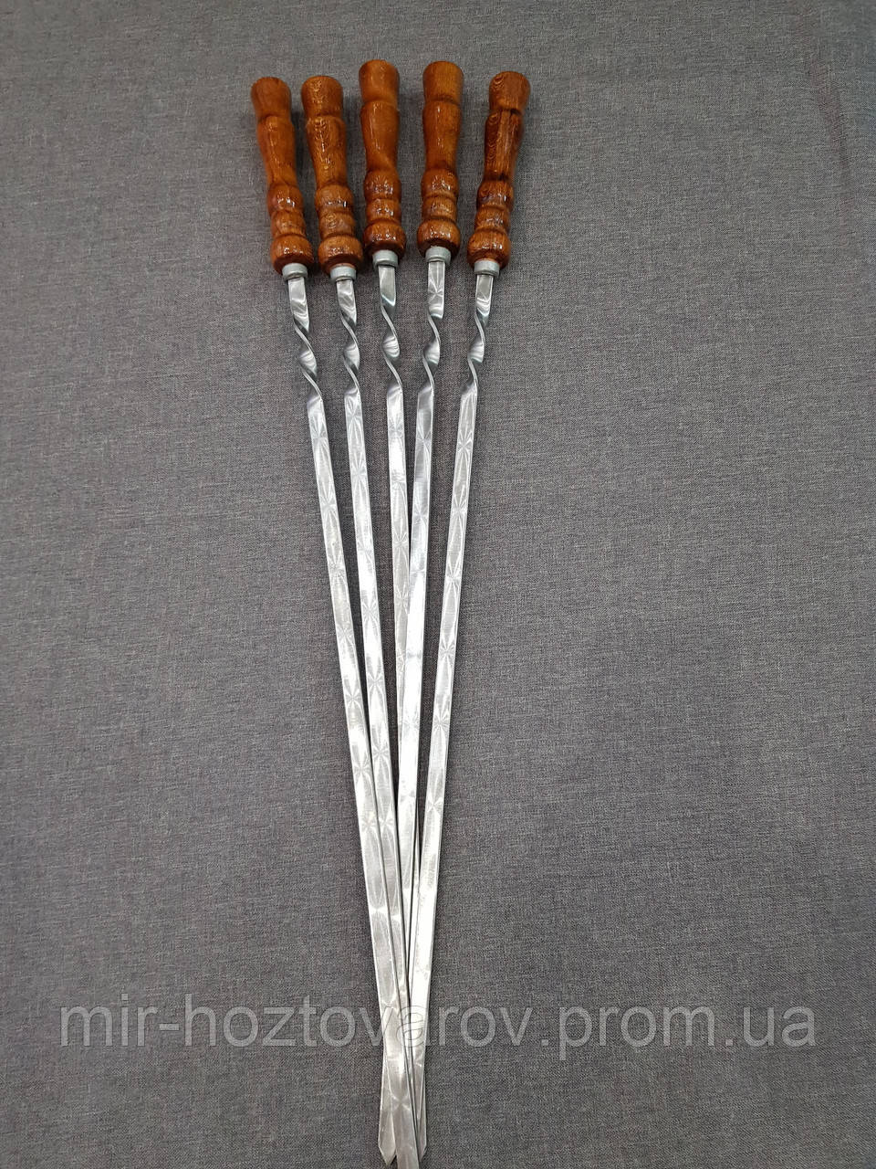 Шампура из нержавеющей стали 750*12*3 мм с деревянной лакированной ...