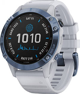 Смарт-годинник Garmin Fenix 6 Pro Solar Edition Mineral Blue with Whitestone Band (010-02410-19)