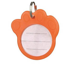 Брелок на нашийник для адрес у формі лапи жовтогарячий 3,5 см Trixie TX-2277