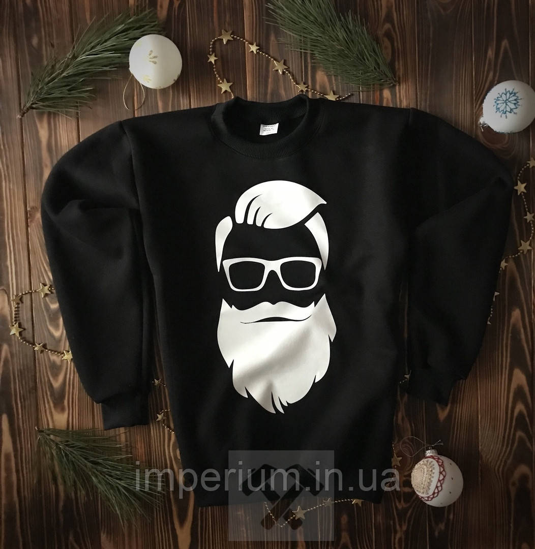 Новорічний світшот санта хіпстер | стильна кофта santa hipster