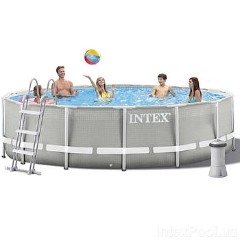 Каркасний басейн Intex 457х107 см (фільтр насос 3 785 л/год, сходи, тент, підстилка) | Басейн Intex