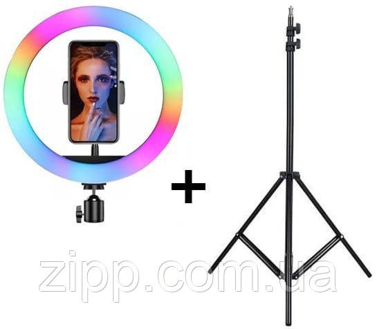 Кільцева LED лампа RGB MJ33 33см | 1 кріплення | управління на проводі