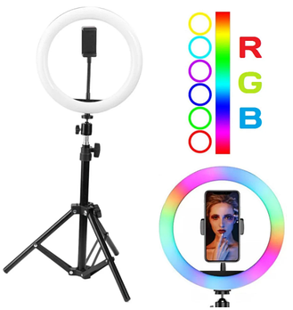 Кільцева лампа RGB MJ36 (36см) | кільцева лампа для селфи | лампа для фотографій + Штатив