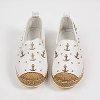 Мокасини жіночі Rifellini літні білі з якорями <unk> Сліпони натуральна шкіра Туреччина