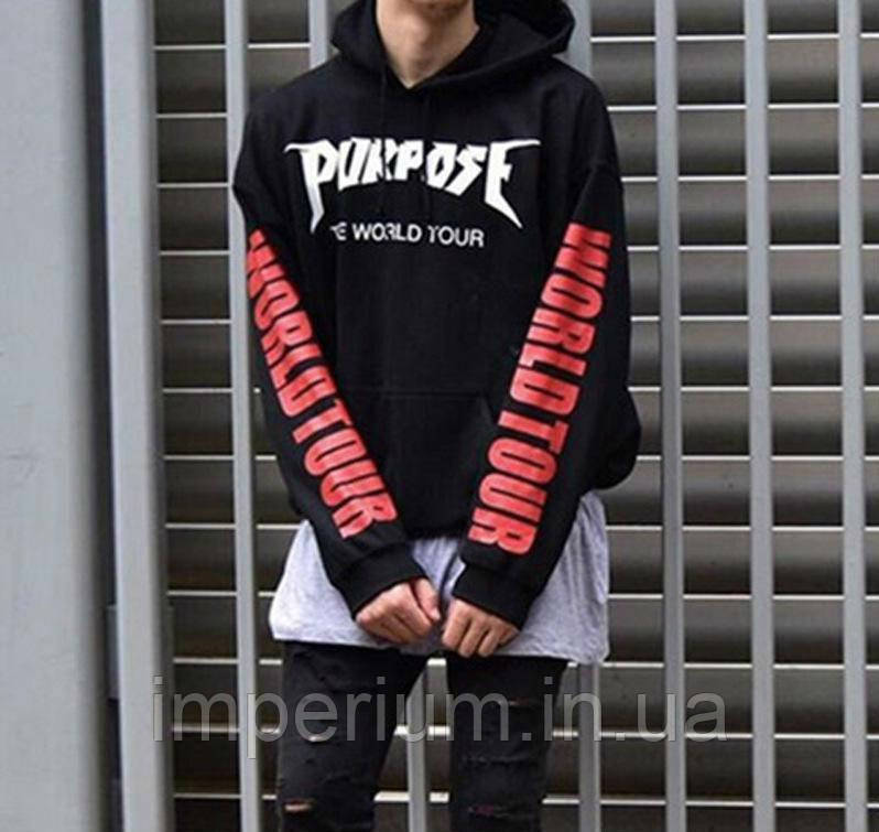 Кежуал худі | чорна толстовка Purpose world tour, фото 1