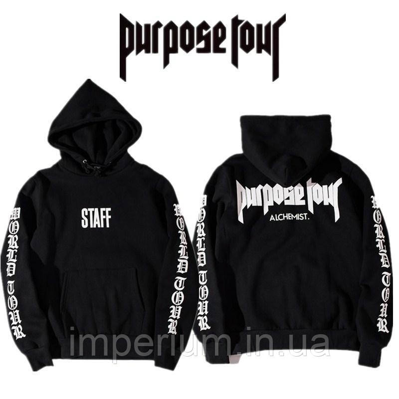 Худі staff | чорна толстовка purpose world tour біле лого