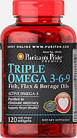 Puritans Pride, Triple Omega 3-6-9 (120 капс.), омега 3-6-9, омега 369