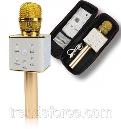 Бездротовий мікрофон караоке bluetooth Q7 MS золотий 130336, фото 2