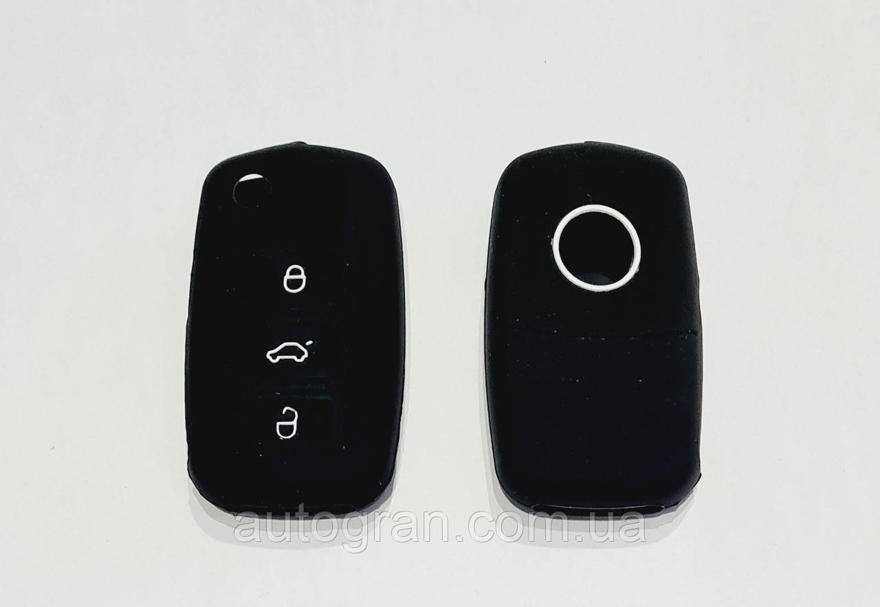 Силіконовий чохол на ключ 3 кнопки Skoda, фото 1