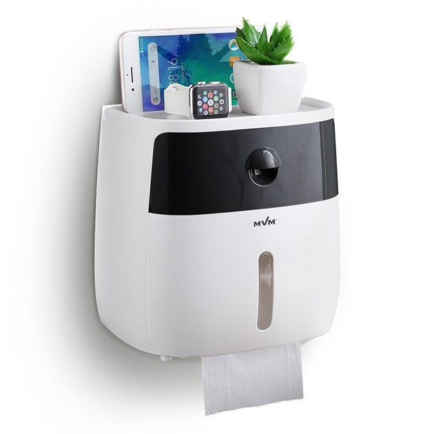 Тримач для туалетного паперу закритий із поличкою клейкий BP-16 Mvm 193876, фото 1