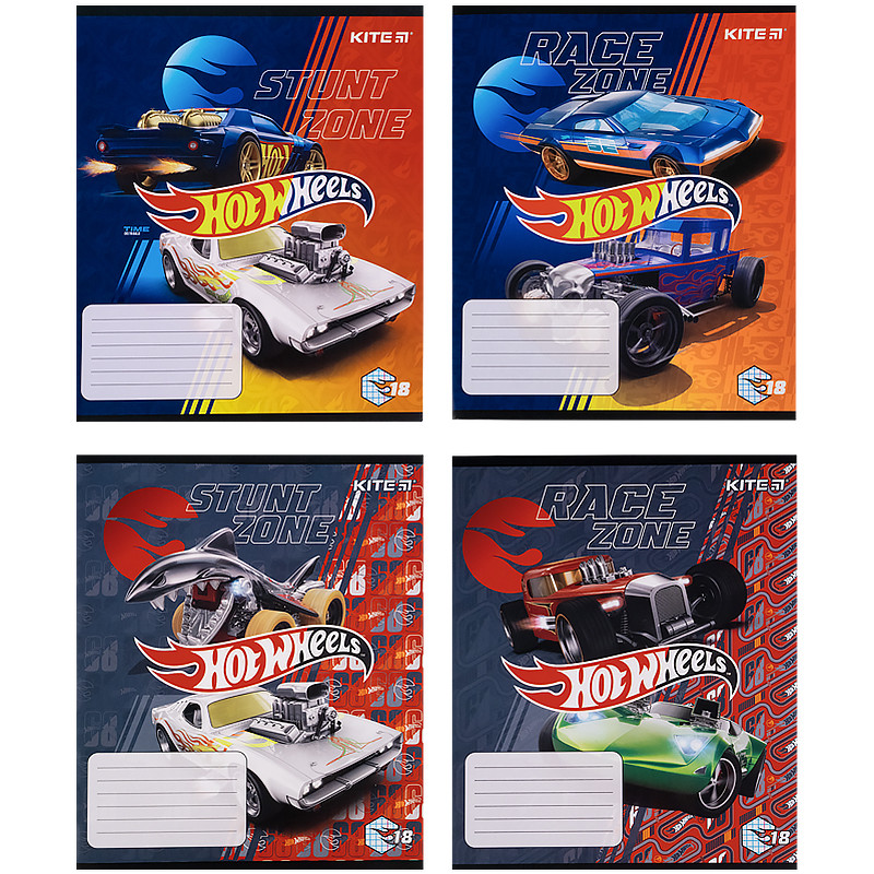 Зошит шкільний Kite Hot Wheels, 18 арк, кл