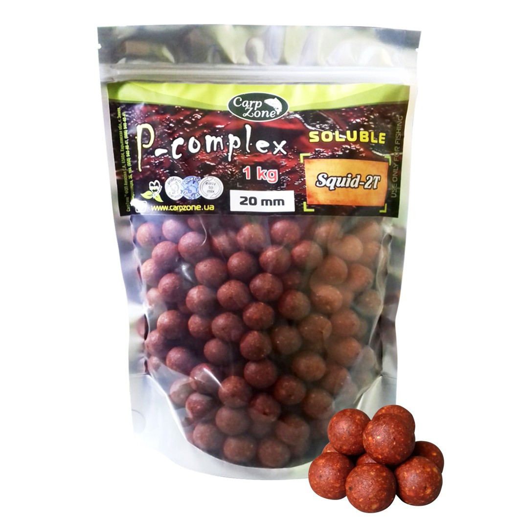 Бойли порошать Преміум класу Boilies P-Complex Soluble Squid-2T (Сквід-Шовковиця) 24mm 1kg
