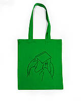 Эко-сумка шоппер рисунок Книга ручная роспись ручная работа З блискавкою, Зелений