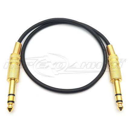 Кабель jack 6.3 mm to jack 6.3 mm (стерео) метал Gold, у екрані, фото 1