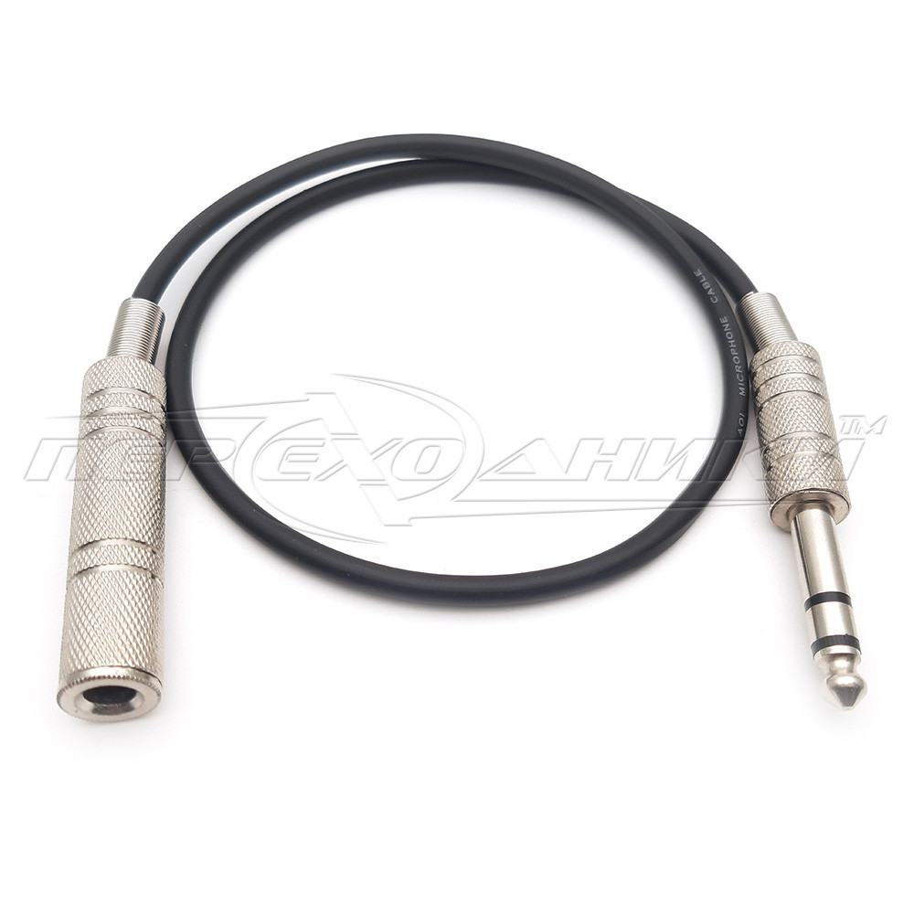 Кабель подовжувач jack 6.3 mm стерео метал, у екрані