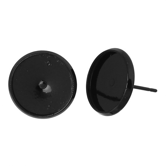 Сережка Finding Гвоздик круглий Чорний Основа 12 мм 14 mm х 14 mm Ціна за 1 штук, фото 1