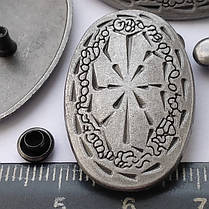 Заклепки з малюнком "Коловрат" 31х20мм для створення прикрас, декору сумок, браслетів. Античне срібло., фото 3