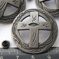 Заклепка "Массонський хрест" 31 мм під античне срібло, для декору сумок, браслетів, рюкзаків, кепок.DIY, фото 2
