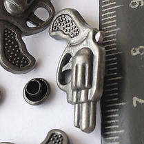 Заклепка "Пістолет" 13х26мм, під античне срібло, для декору сумок, браслетів, рюкзаків, кепок.DIY, фото 2